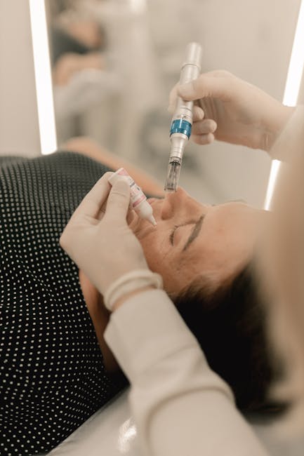pexels photo 29648626 29648626 Close-up of person receiving microneedling beauty treatment in a clinic.